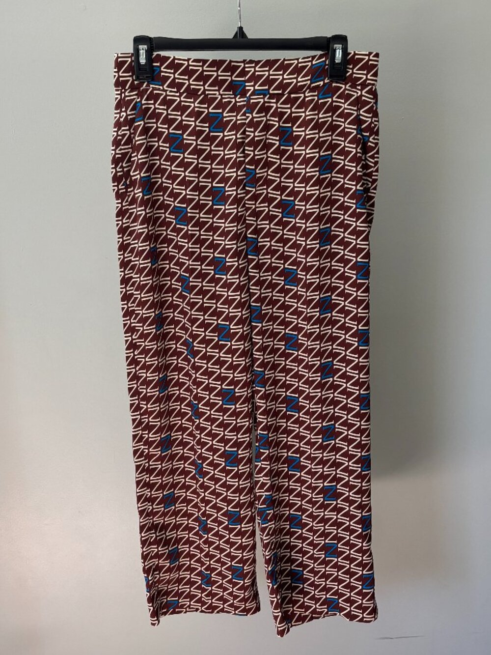 Zara Woman Geometric "Z" Print Wide-Leg Trousers Medium Like New